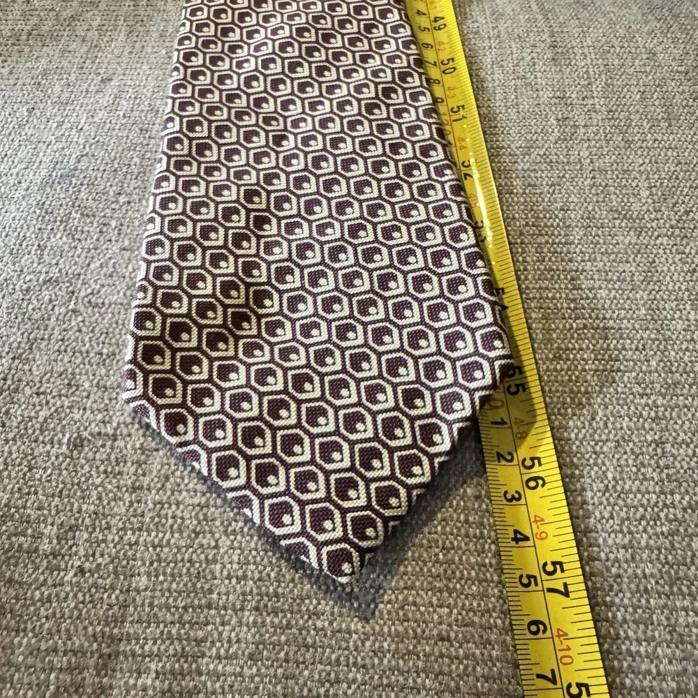 Polo Ralph Lauren Tie Burgundy Geometric Hand Made In USA Vintage